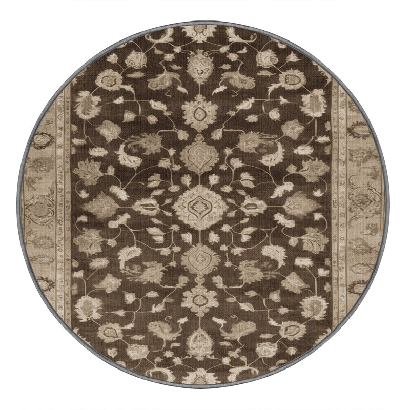 Tapis gris lavable à la machine, Rond 4 pi