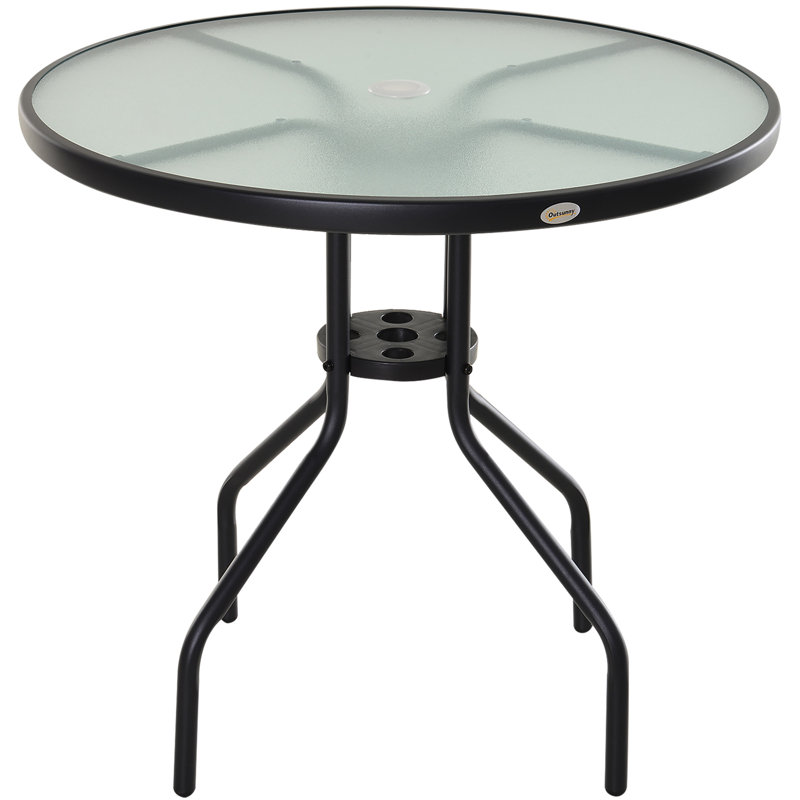 Marchese Round Metal Outdoor Dining Table With Umbrella Hole , 80cm cm W 80cm cm D