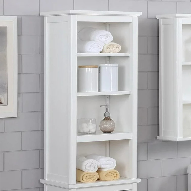 Dorset 17"W 36"H Traditional Style Bathroom Shelving Hutch With 4 Open Shelves