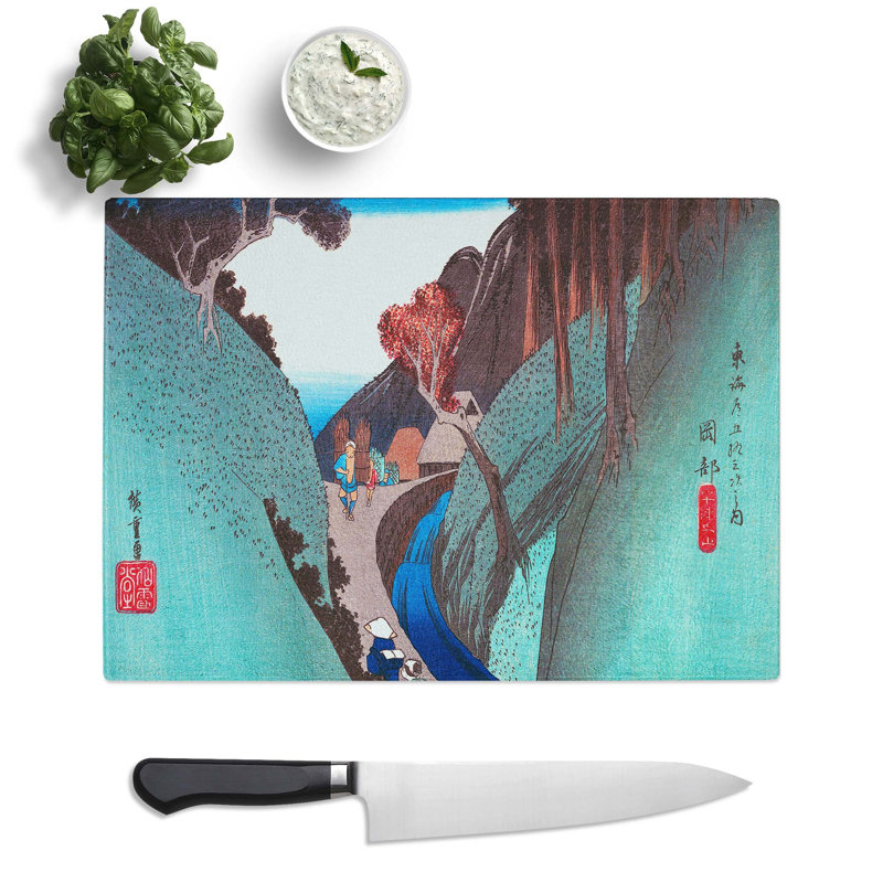 Tempered Glass Utsu Hill at Okabe by Utagawa Hiroshige Chopping Board, 39 cm x 28.5 cm