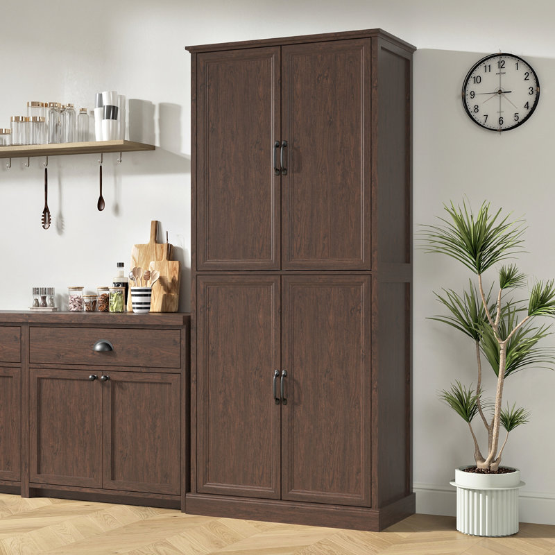 Armoire de cuisine de 71 po de hauteur, armoire de rangement haute avec 4 portes et tablettes réglables pour la cuisine, la salle à manger, le salon et la salle de bain