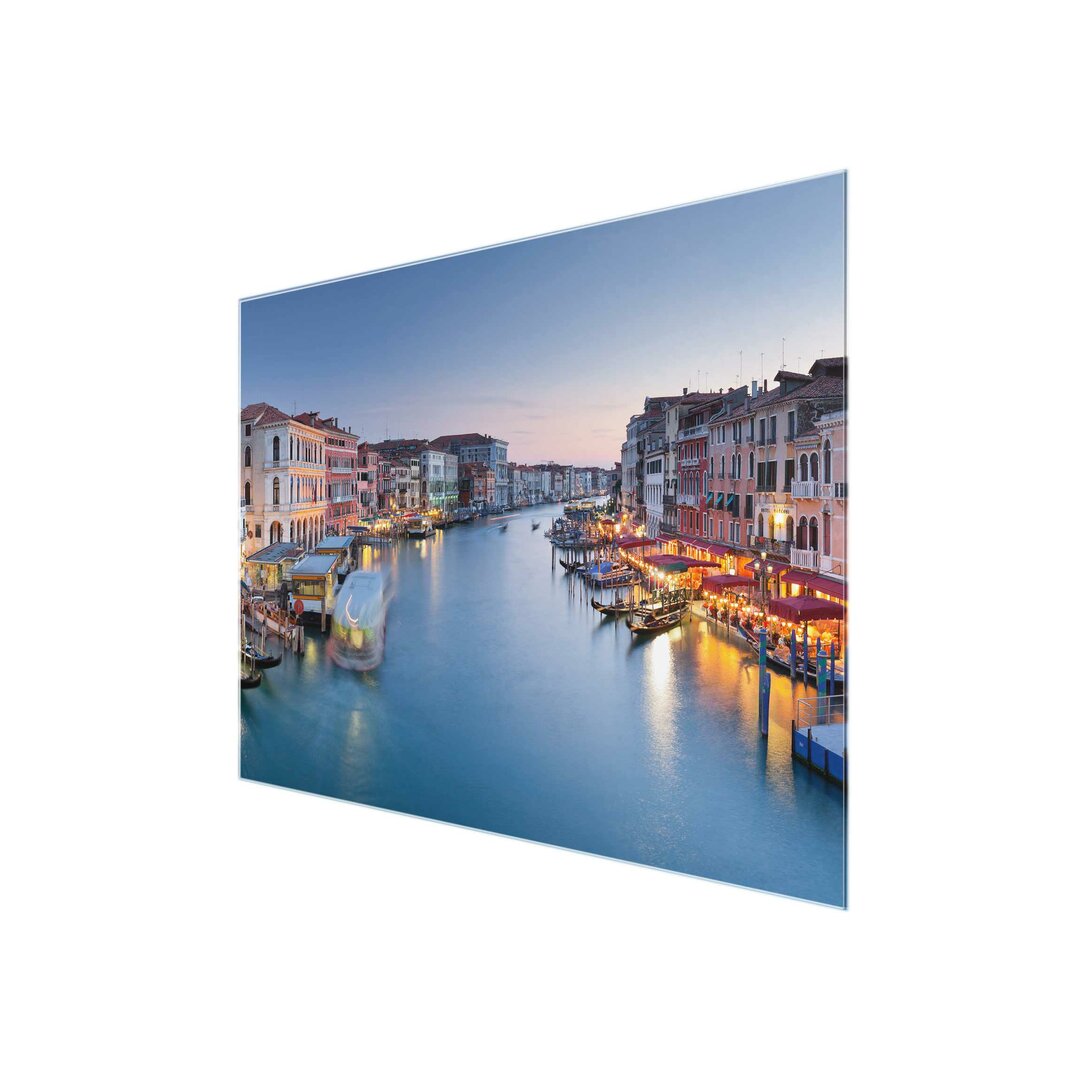 Glasbild Abendstimmung am Canale Grande in Venedig