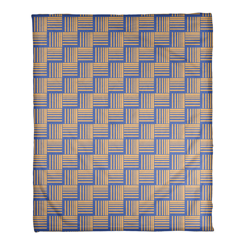 Couverture polaire à rayures classic basketweave, l 50 po x L 60 po, Bleu / orange