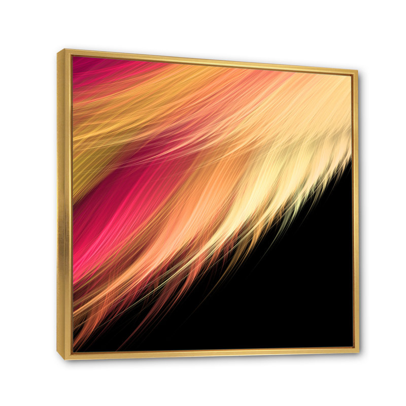 " Abstract Pink And Orange Feathers ", 30" H x 30" W x 1" D, Gold Floater Framed Canvas