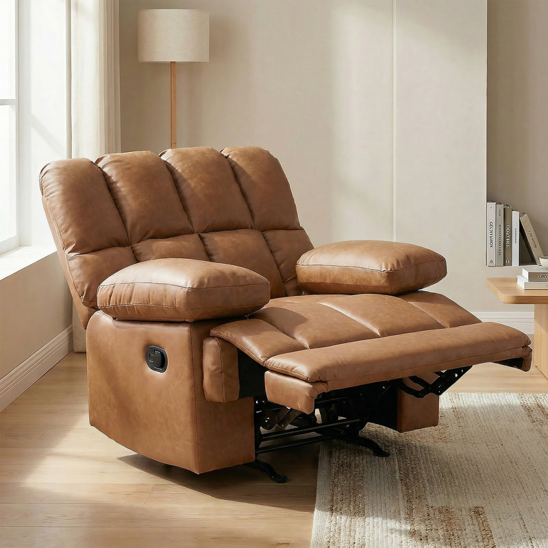 Fauteuil inclinable manuel oscillant de 43,3 po Batholo, Brun