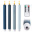Ensemble de 4 Blue Dawn, bougies cannelées cannelées cannelées sans flamme à DEL de 10 po, télécommande et minuterie, bouton marche / arrêt, à intensité variable, à piles, mariage Menorah-1698461587