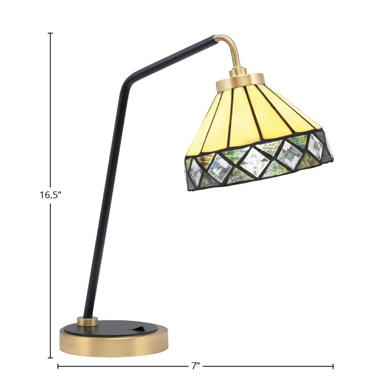 Lampe de bureau en acier inoxydable Kanzah, Noir mat / laiton