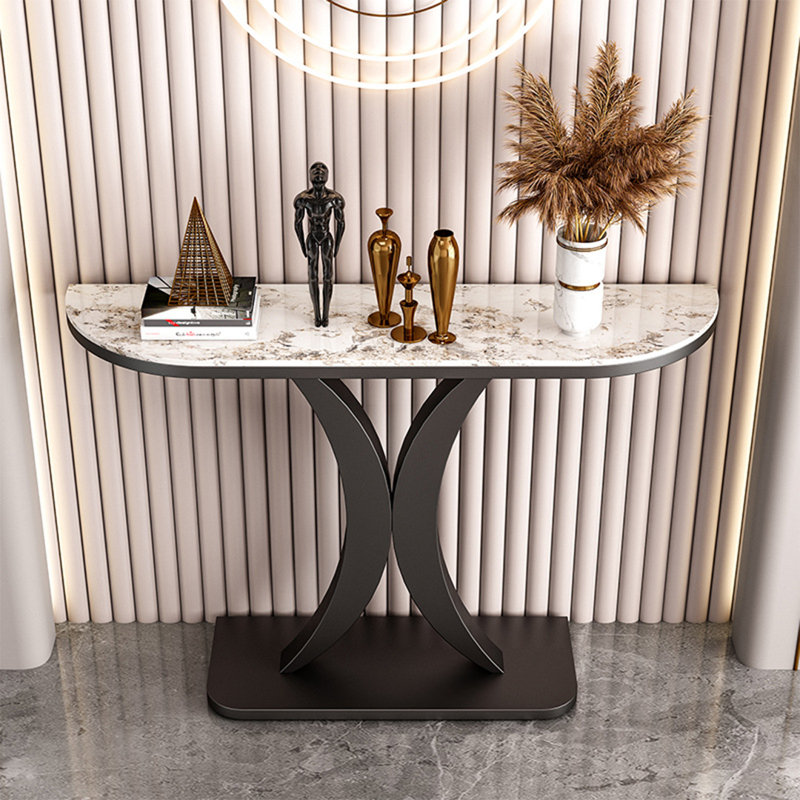 Console Table, 31.5" H x 55.1" W x 11.8" D, Cream, Black