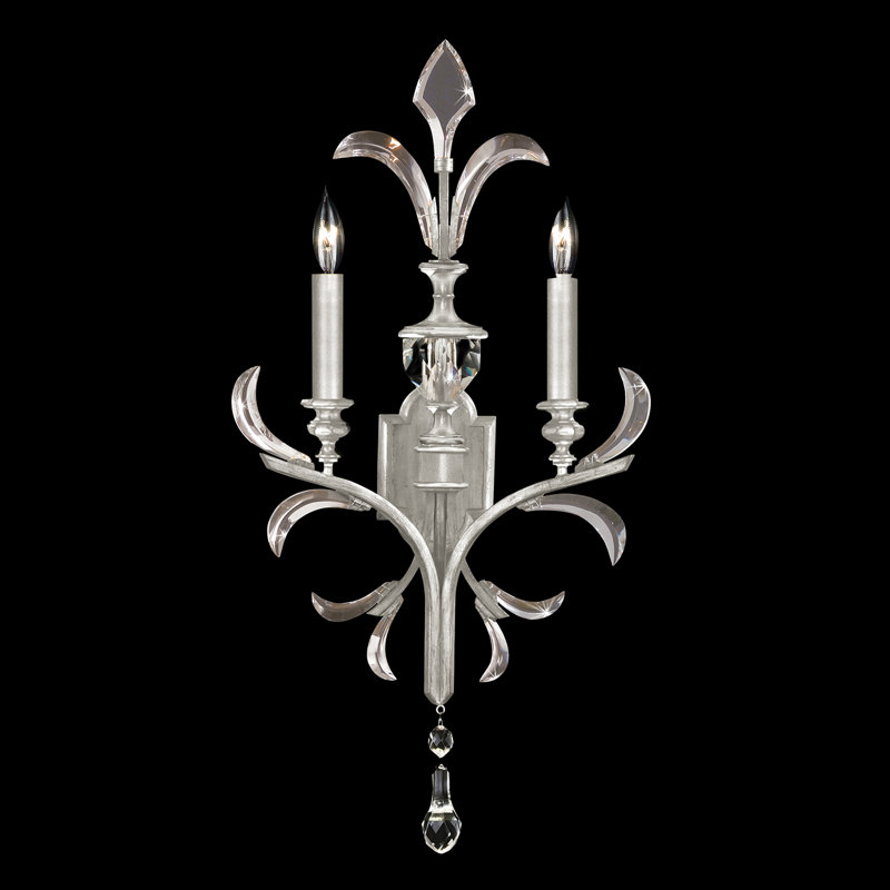Beveled Arcs 2 - Light Candle Wall Light, Silver