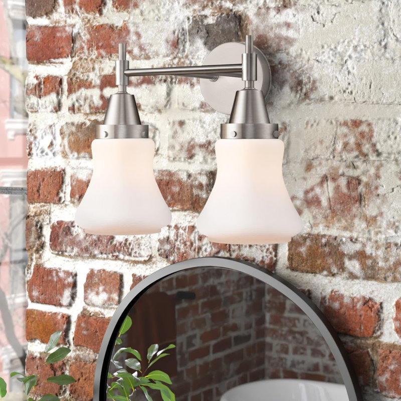Éclairage pour meuble-lavabo à 2 lumières à intensité variable Gayle, Blanc mat, Nickel satiné