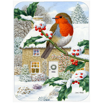 Caroline's Treasures European Robin Glass Cutting Board