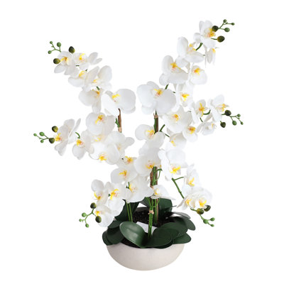 Orchid Floral Arrangement in Vase - Elegant Artificial Flowers for Home Office