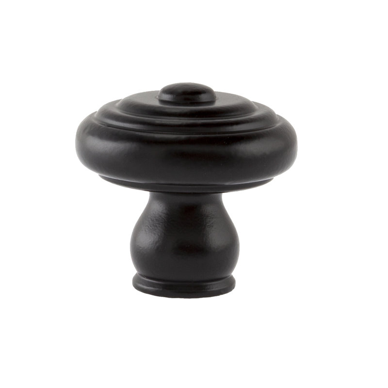 Garner 1-9/16" Diameter Matte Black Round Cabinet Knob, Matte Black