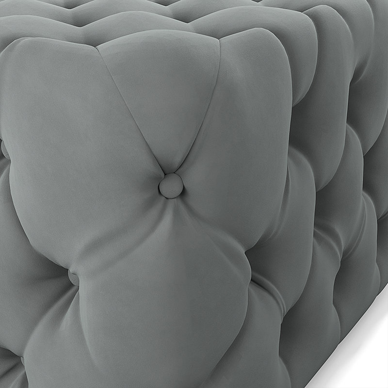 Aya 62Cm Velvet Tufted Square Cocktail Ottoman, Grey