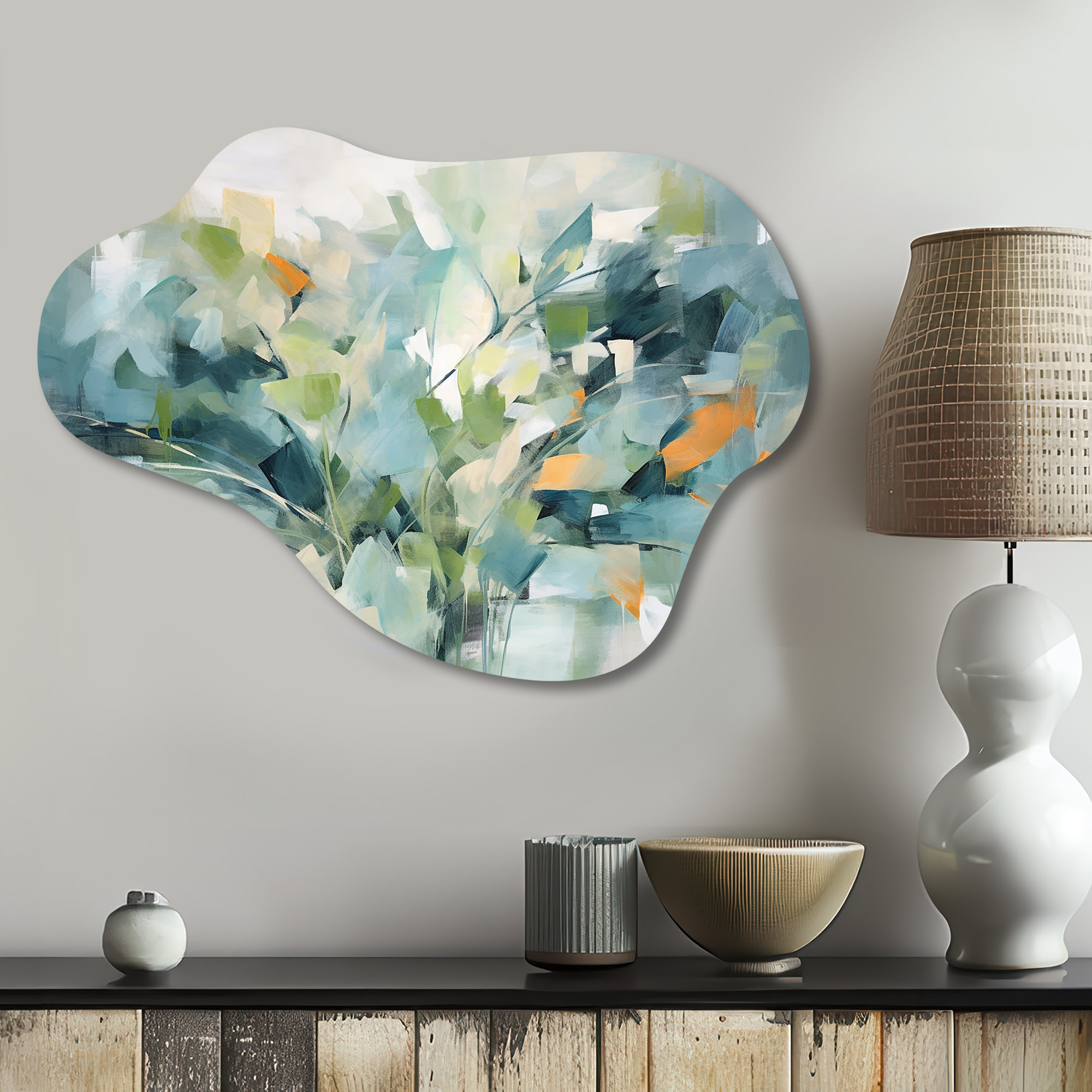 Design Art Blue Botanical Garden III Abstract Botanicals Cloud Shape