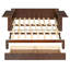 Grand lit de jour avec bureau détachable, tiroirs de rangement et table d'appoint hydraulique, finition espresso
