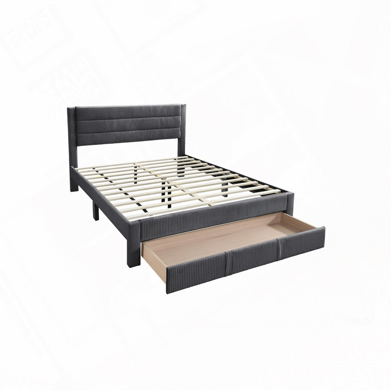 Lit rembourré avec rangement Corduroy, Anthracite