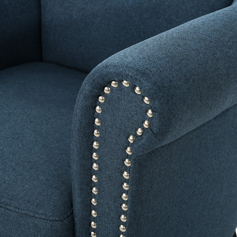 Fauteuil club à carreaux bleu marine avec tissu et bouleau Enticing