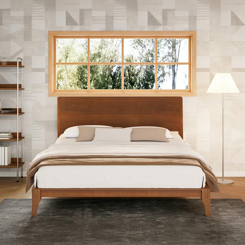 Bamboo Platform Bed with Tall Headboard and Footboard, Eco-Friendly Bed Frame with High Clearance and Underbed Storage, Weight Capacity 500 lbs, No Box Spring Needed, Brown, Full