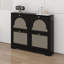 Armoire à chaussures étroite Mid-Century moderne avec 4 tiroirs rabattables et 4 portes en rotin-1657217061