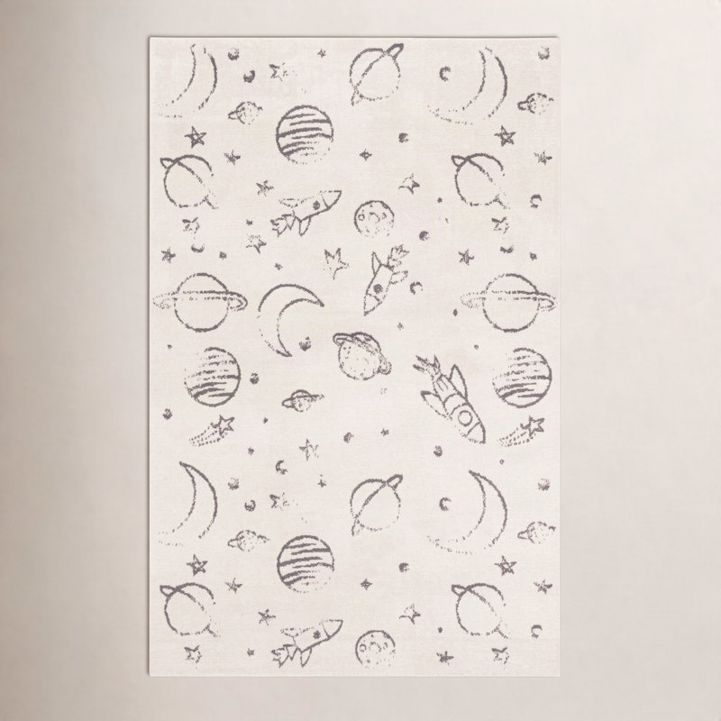 Machine Woven Polypropylene Plastic Rug, Rectangle 7'10" x 10', Ivory