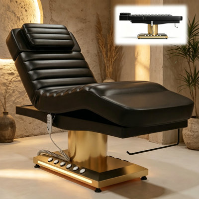 Table de massage spa entièrement électrique noire à 3 moteurs, inclinaison des jambes, lumières DEL, longueur réglable, capacité de traitement de 550 lb