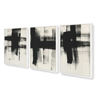 Ensemble de 3 estampes gris anthracite Whisper dans un cadre doré brossé, 16 po x 12 po