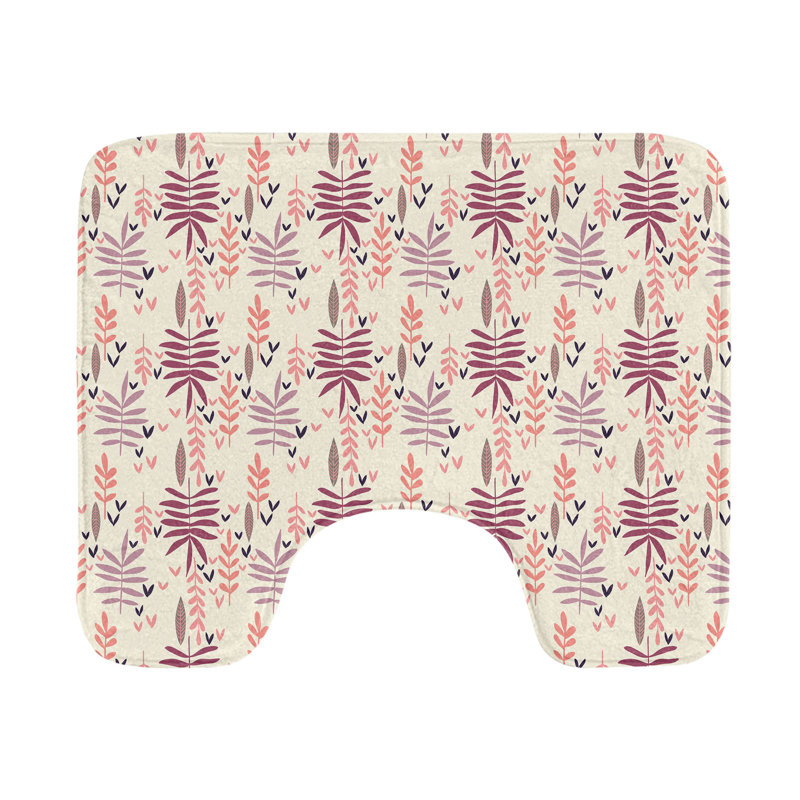  Leaf Toilet Mat U-Shape Bathroom Rug 20" x 16" Multicolor