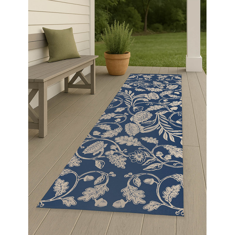 Autumn Vines Non Slip Outdoor Rug, Runner 2'6" x 8'
