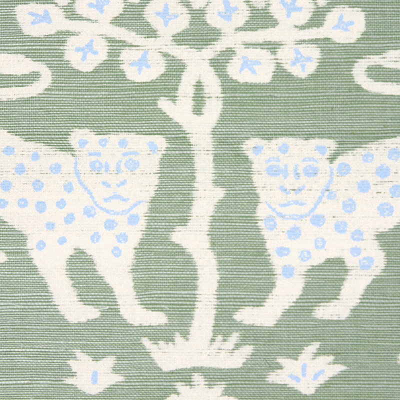 Woodland Leopard Sisal Wallpaper, Seaglass