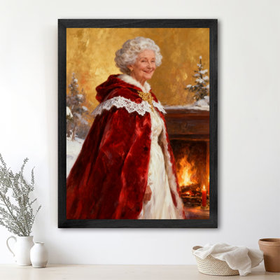 Reproduction d'art encadrée noire, art de Noël rétro