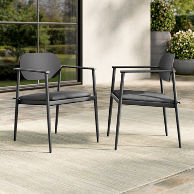 Aeris Stackable Outdoor Patio Aluminum Dining Armchair Set Of 2 by Modway