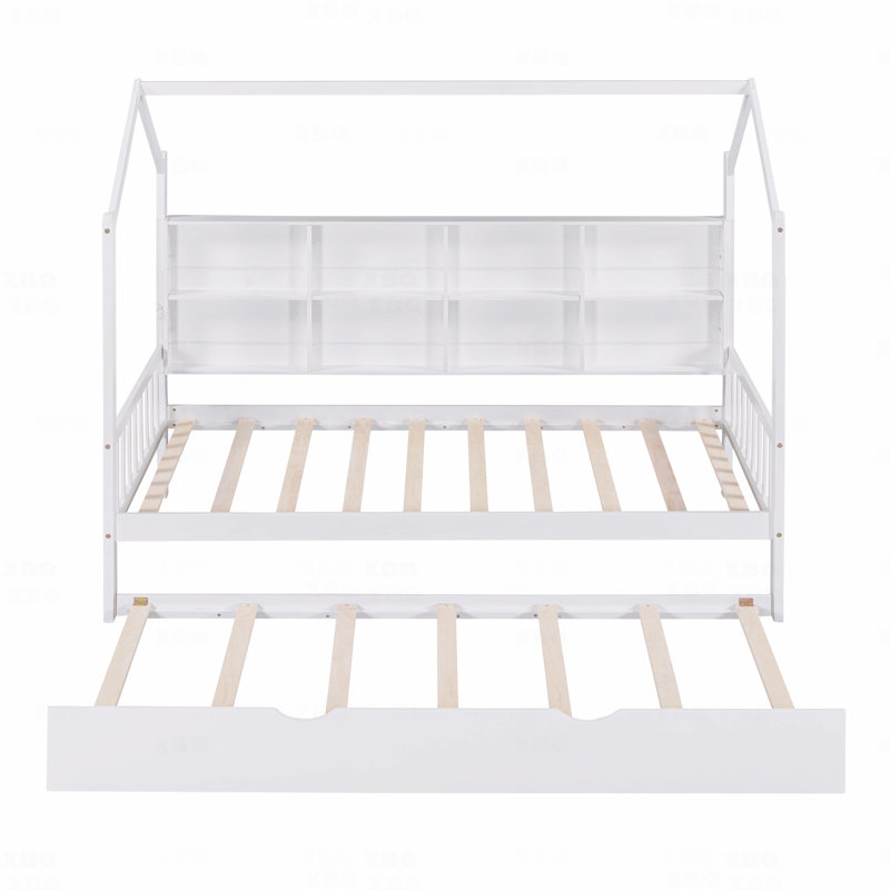 Lit en bois avec couchette, lit pour enfant avec tablette, Lit simple