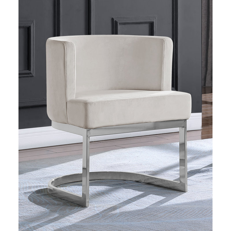 Chaise d'appoint en velours Dmitri, Crème, crème, Argent