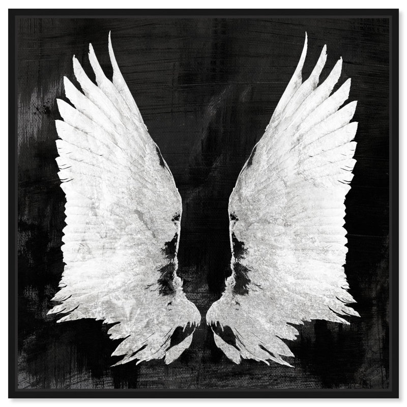 " My Night Wings " Painting Print, 12" H x 12" W x 1.5" D, Black