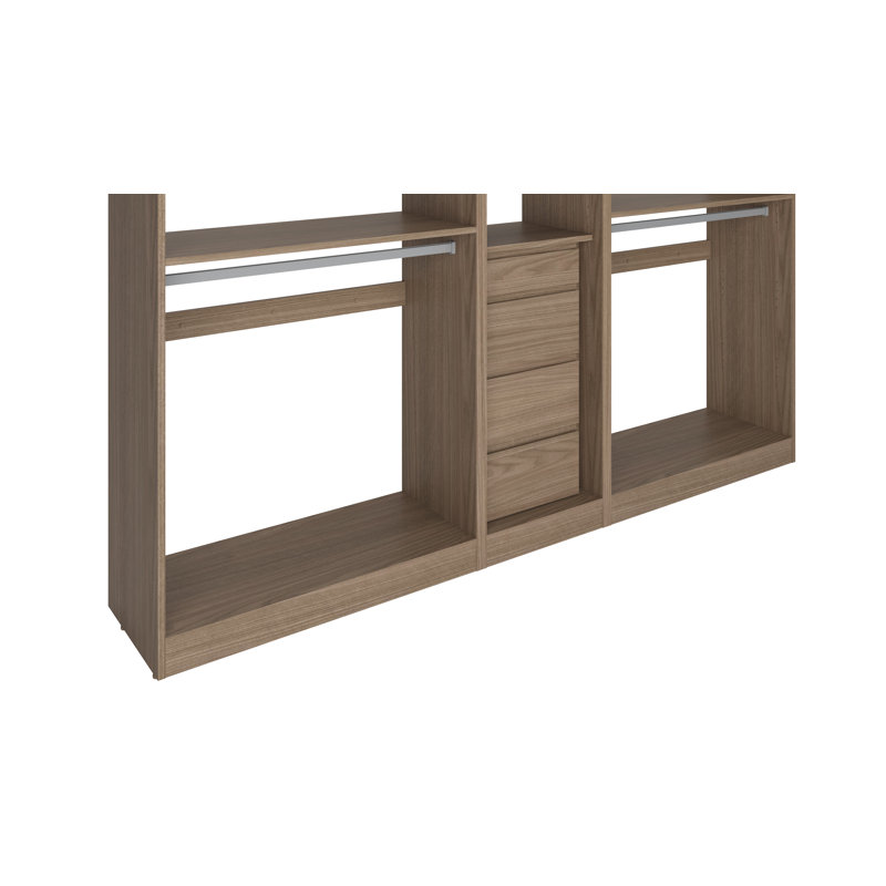 Closet System Reach-In Sets 36/18/36 Inches, 84"H x 90"W x 16"D, Brown