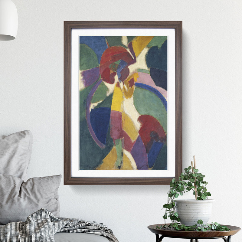 Woman with a Parasol by Robert Delaunay - Picture Frame Painting, 36cm H x 27cm W x 2cm D, Walnut Framed