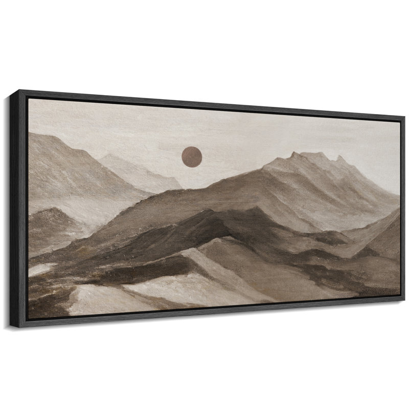 «Brown Rustic Sun Mountains», impression sur toile surdimensionnée encadrée, H 30 po x l 60 po, Noir, noir, noir, noir