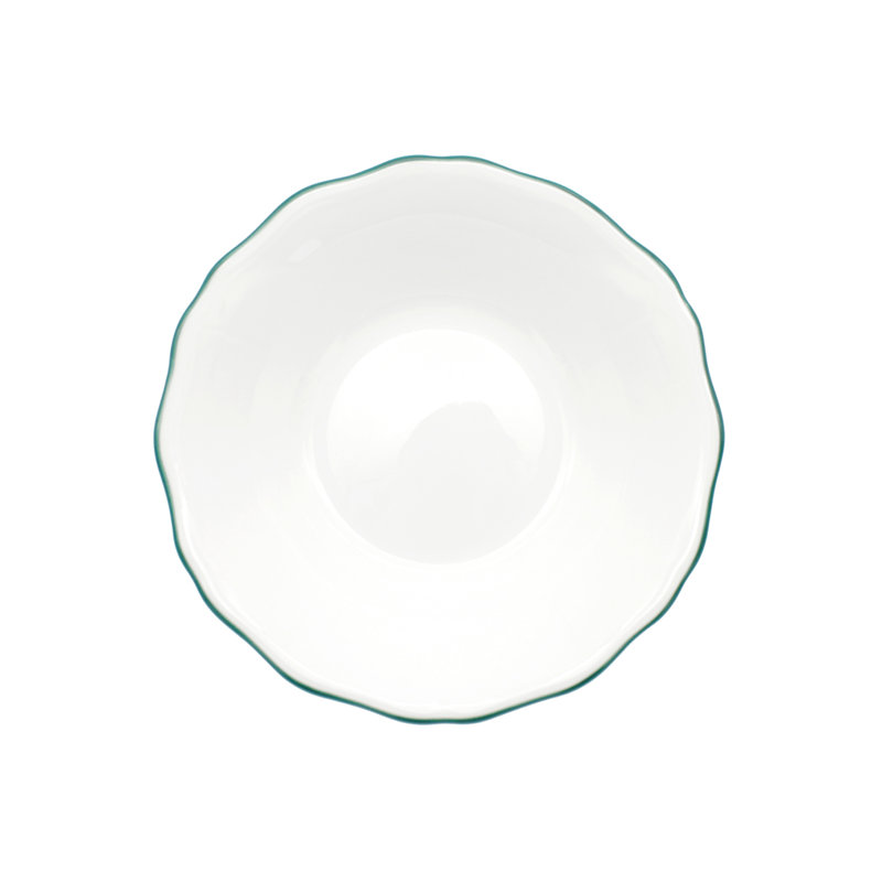 Amelie Bone China Dining Bowl, Forest Green/White