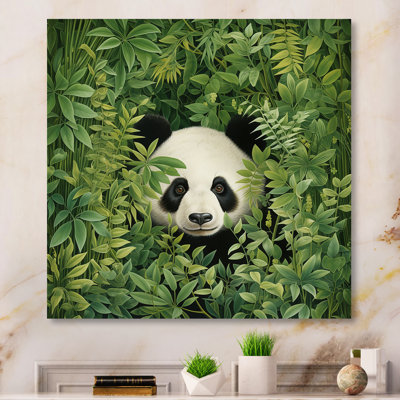 Foliage Peekaboo Panda I - Panda Animal Wall Art