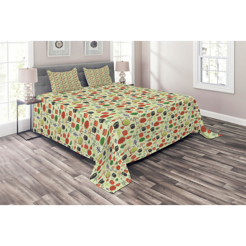 Owl Polyester Coverlet, King Bedspread + 2 Shams