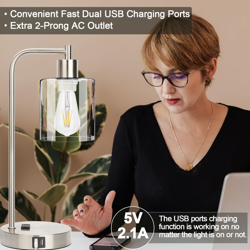 Lampe de table en métal, Argent