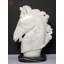 Sculpture tête de cheval en marbre blanc 26 po - Figurine animalière moderne pour la décoration intérieure