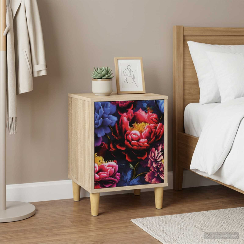 36cm W Engineered Wood Bedside Table