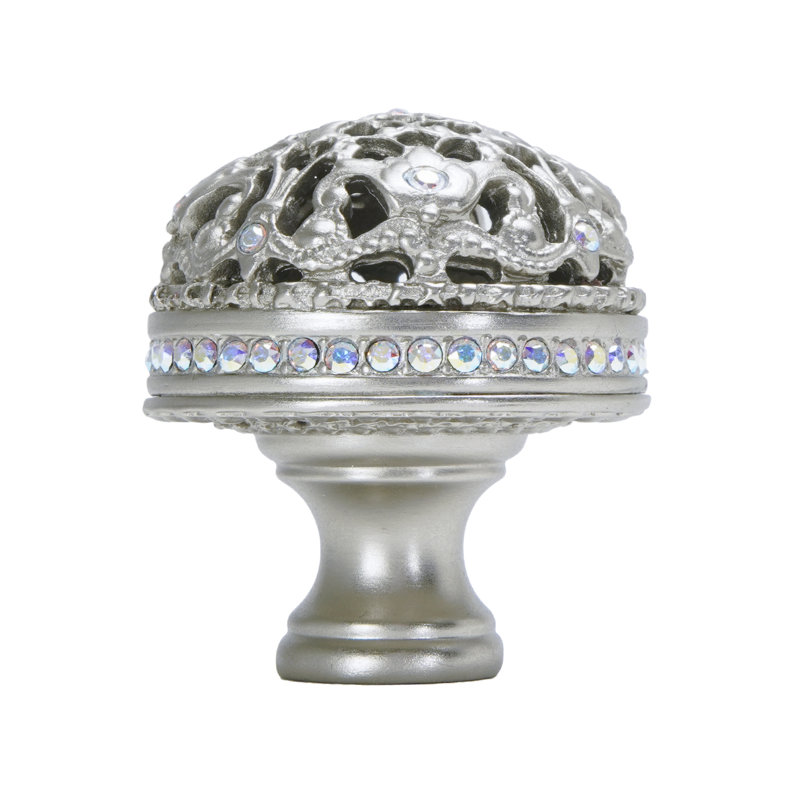 Juliane Grace large full round knob with crystal banding decorated with Swarovski crystals in finish Satin Nickel