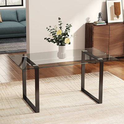 Glass Top Metal Base Dining Table