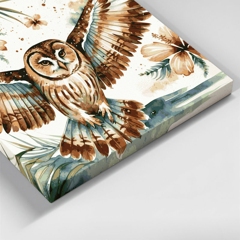 Hawaiian Hawaiian Owl, art mural sur toile blanche, H 8 po x l 8 po