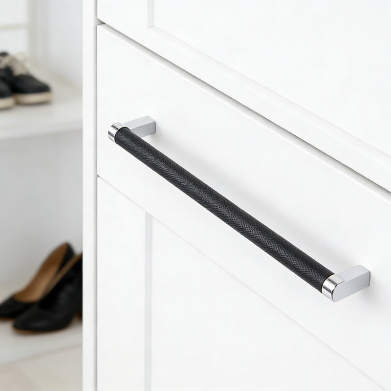 Paquet de 6 poignées d'armoire de 10 pouces (254 mm), paquet de 6 - poignées de tiroir noir mat et chrome poli pour armoires de cuisine et quincaillerie de meuble