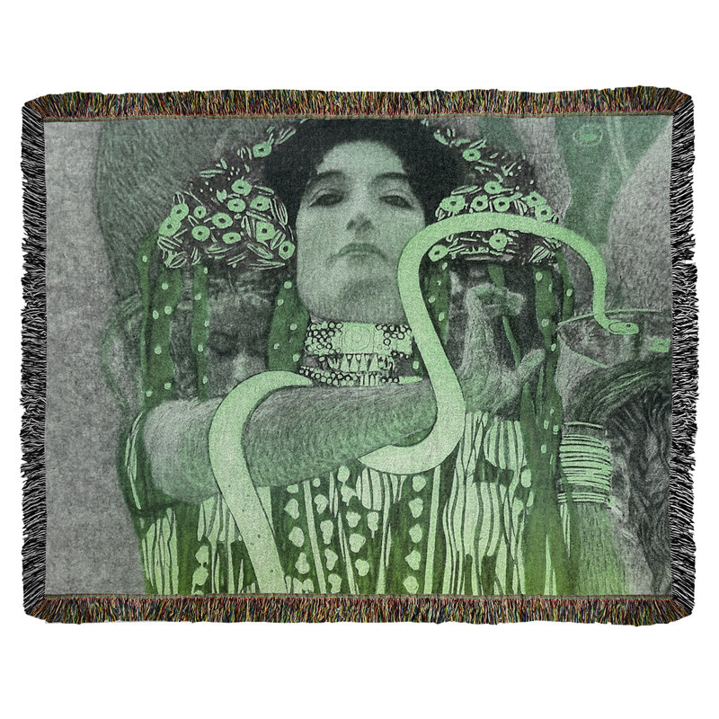 Jeté en coton gustav klimt, hygeia, Vert