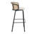 Daishun Modern Wicker Bar Stool with Fabric Seat and Black Powder Coated Steel Frame-909623911
